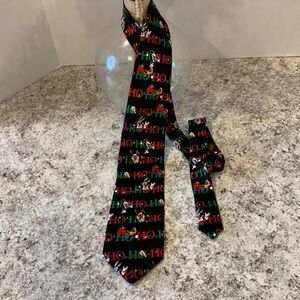 Christmas Tie Men Black Ho Ho Looney Tunes Taz Bugs Bunny Polyester 💯 polyester